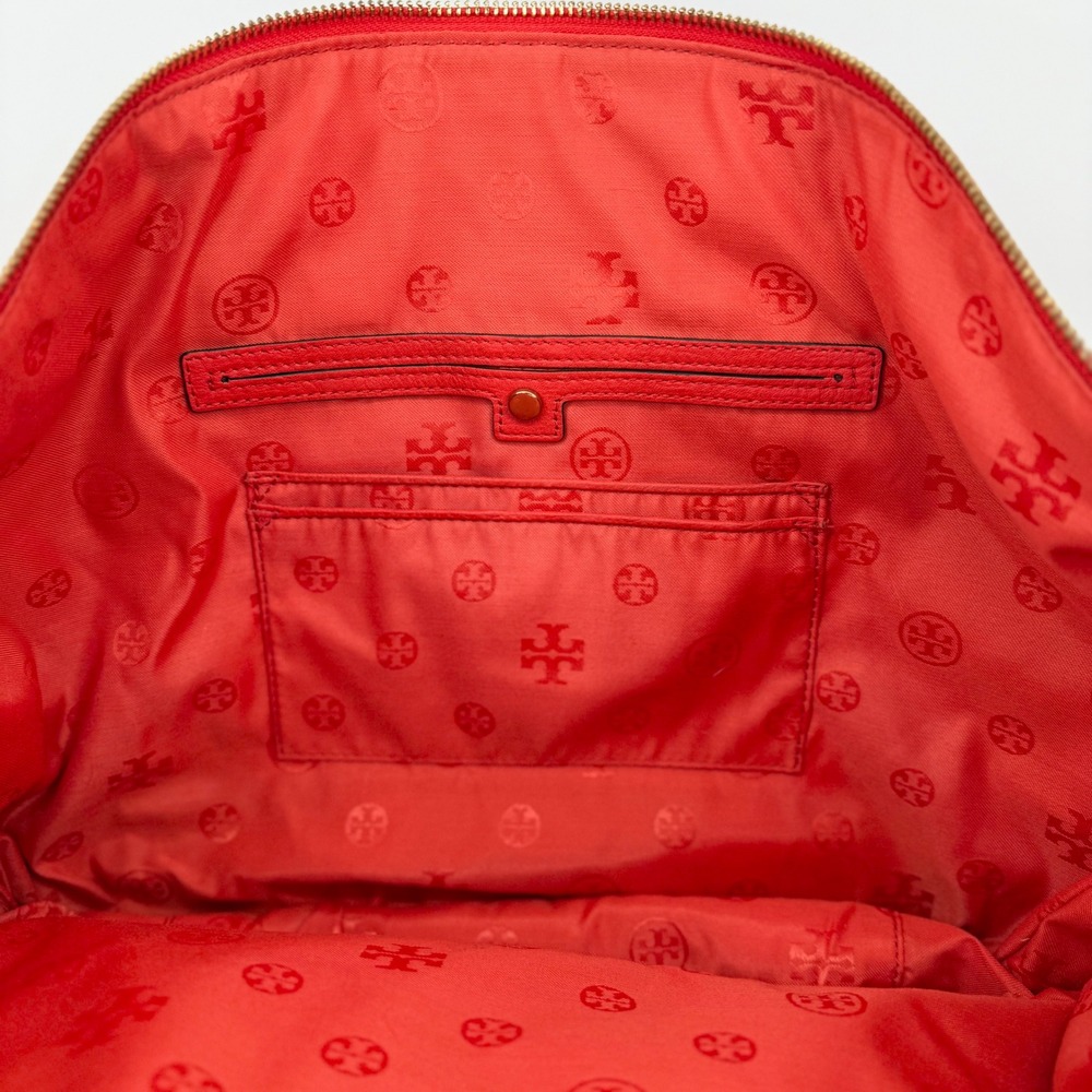 Tory Burch Ivy Slouchy Satchel Samba Red Pebbled Leather Handbag 32163 NEW - Picture 13 of 16